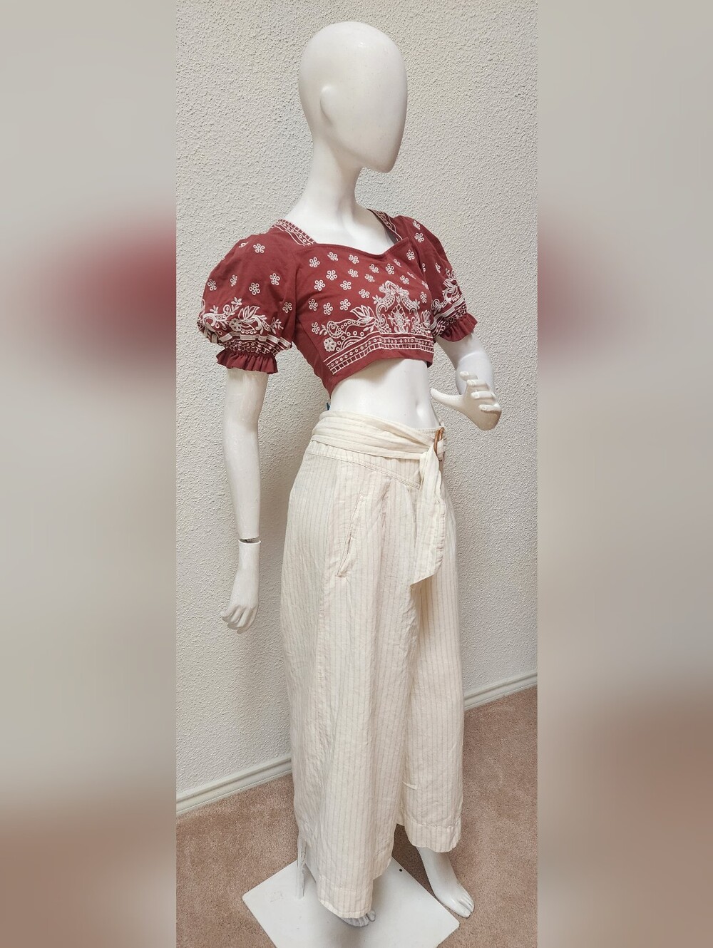 Anthropologie Palm Beach Belted Wide-Leg Pants Size 8 - Picture 4 of 7